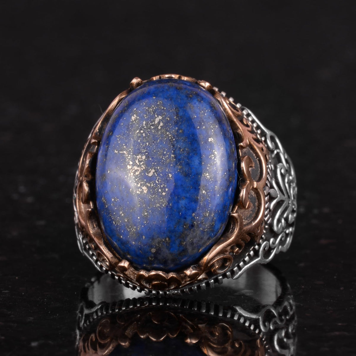 Natural Lapis Lazuli Stone Handmade Ring - 925 Sterling Silver — 6