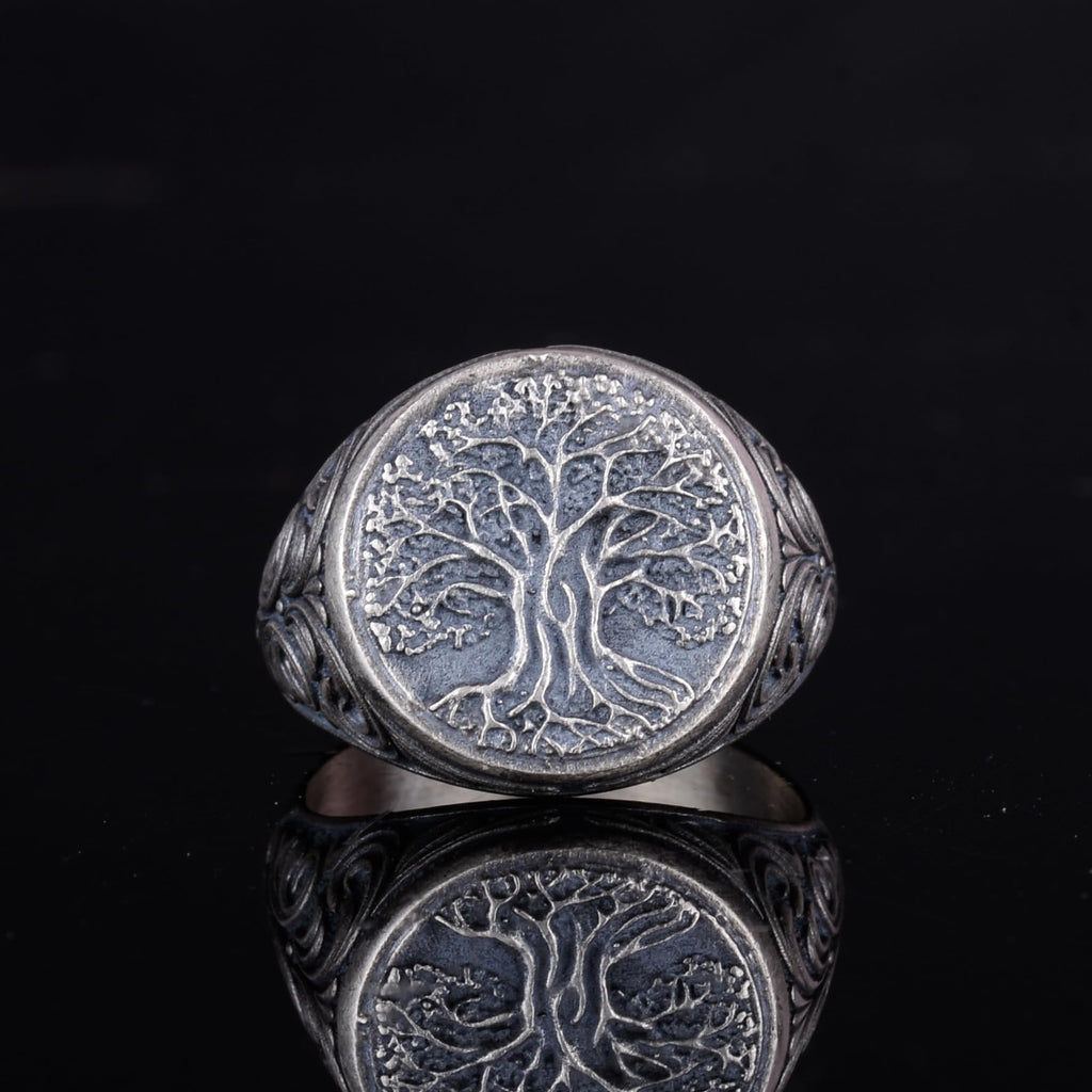 KAMBO 925 Sterling Silver Men's Tree of Life Ring – Symbol of Wisdom and Strength – Handmade Vintage Spiritual Jewelry (Silver) — 4