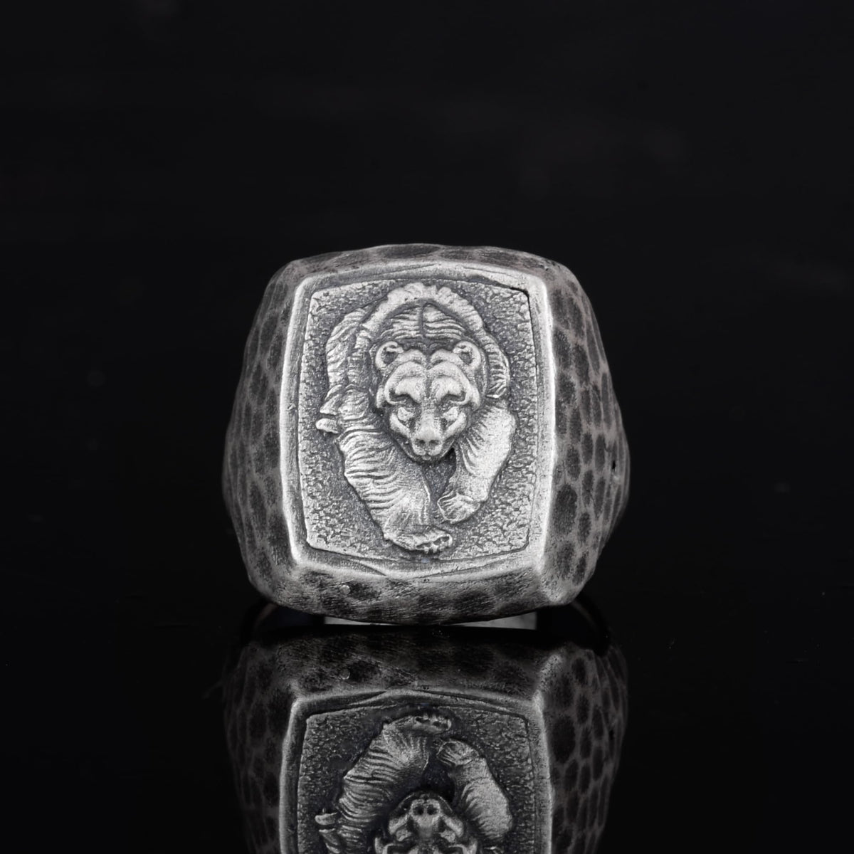 KAMBO 925 Sterling Silver Bear Ring – Handmade Men's Animal Symbol Ring – Bold Statement Jewelry – Strength and Power Design — 4