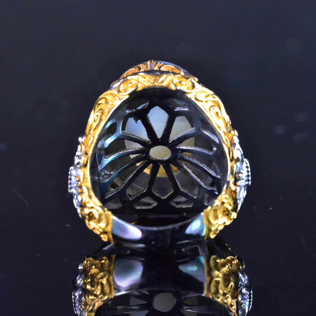Natural Yemeni Agate Stone Ring, Handmade Sultan Ring, 925 Sterling Silver Gold Plated Men's Ring — 8