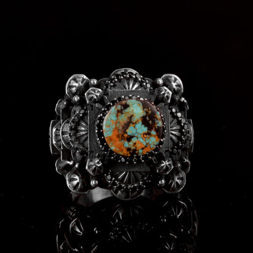 925 Sterling Silver 3D Mosque Ring with Natural Arizona Turquoise Stone — 2