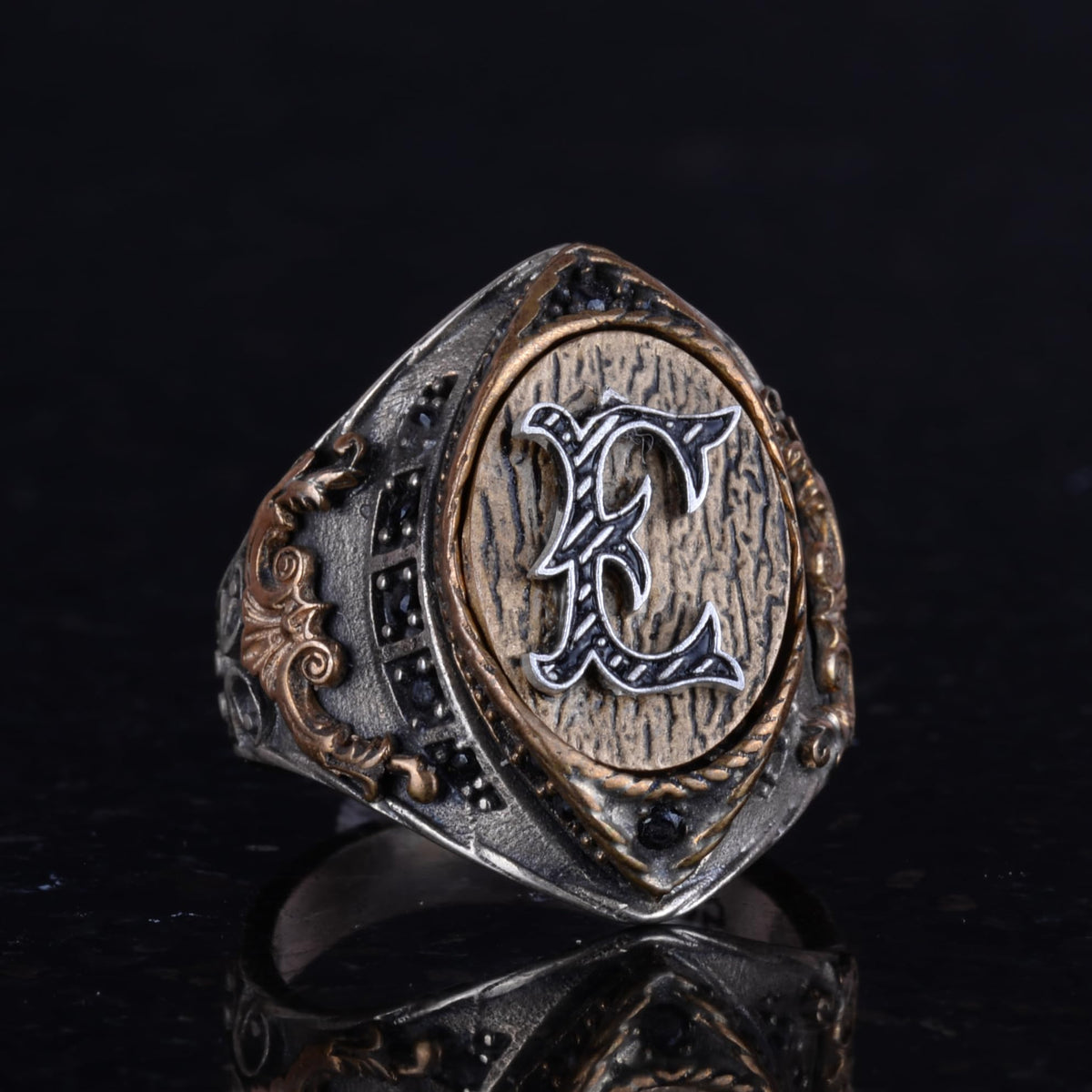 Personalized Ring, 925 Sterling Silver, Men's Initial Ring, Monogram Ring — 3