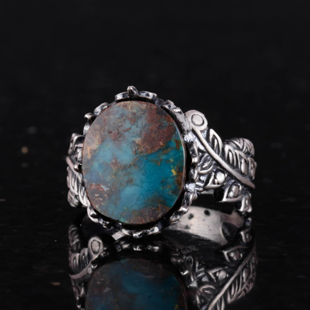 Natural Arizona Turquoise Stone Men's Ring, 925 Sterling Silver Ring, Minimalist Handmade Ring (Model-2) — 6