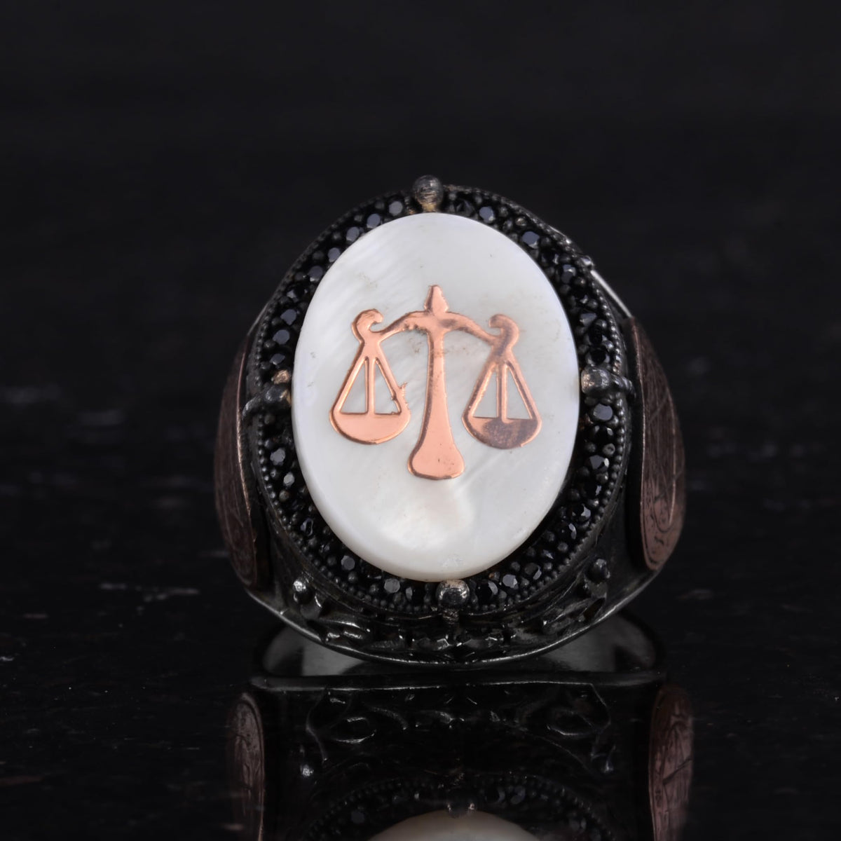Patterned Handmade Ring - 925 Sterling Silver Men's Ring (Model-3) — 4