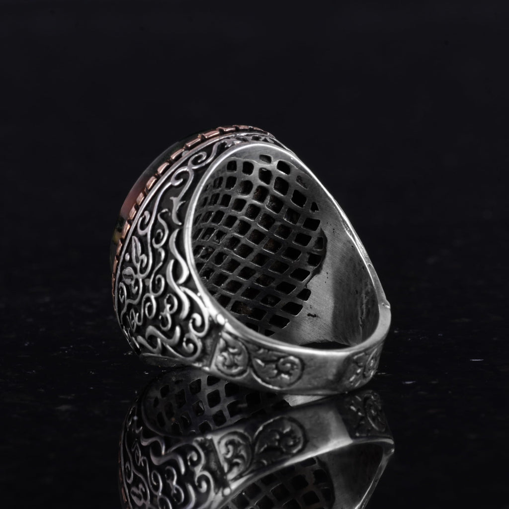 Natural Green Blood Stone Men's Ring — 6