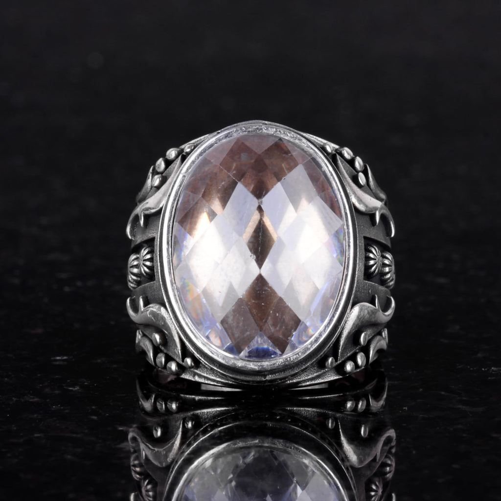 Synthetic Stone Ring, 925 Sterling Silver Ring, Designer Silver Men's Ring (Synthetic Crystal Stone) — 3