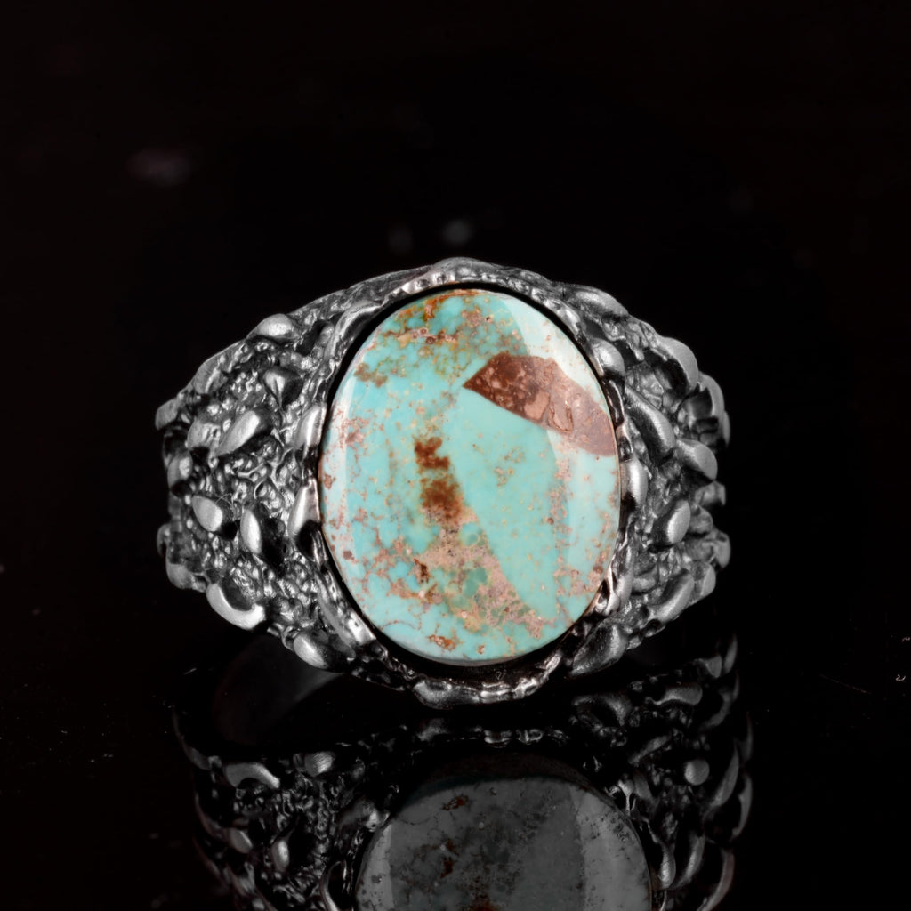 Natural Arizona Turquoise Stone Ring - 925 Sterling Silver Minimalist Ring (Model-4) — 6
