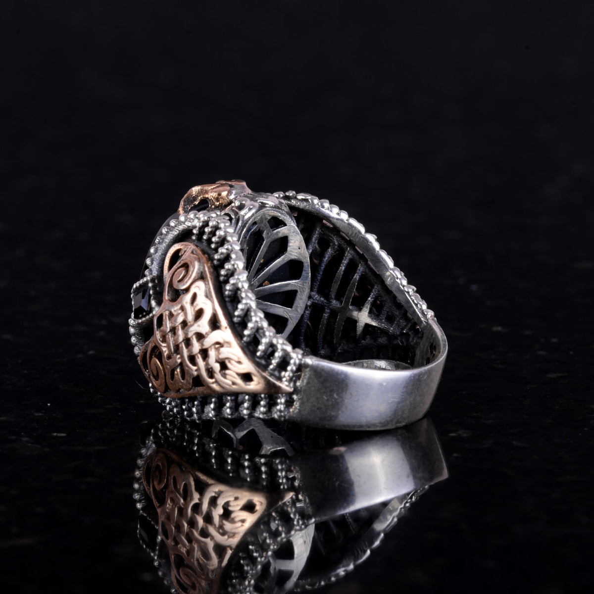 Natural Onyx Stone Ring, 925 Sterling Silver Men's Ring — 7