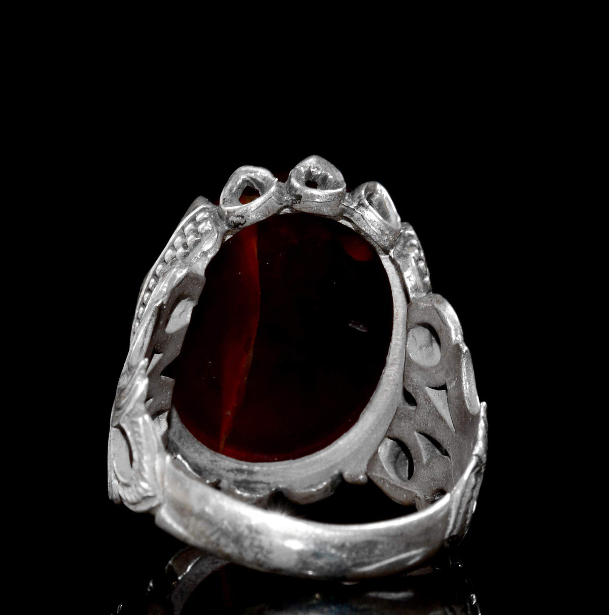 925 Sterling Silver Ring, Islamic Ring, Men's Ring, Natural Agate Stone — 5