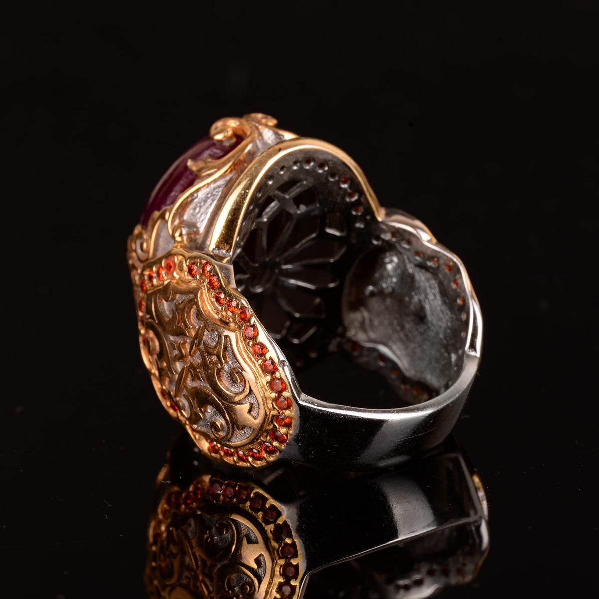 Natural Ruby Stone Ring, 925 Sterling Silver — 7