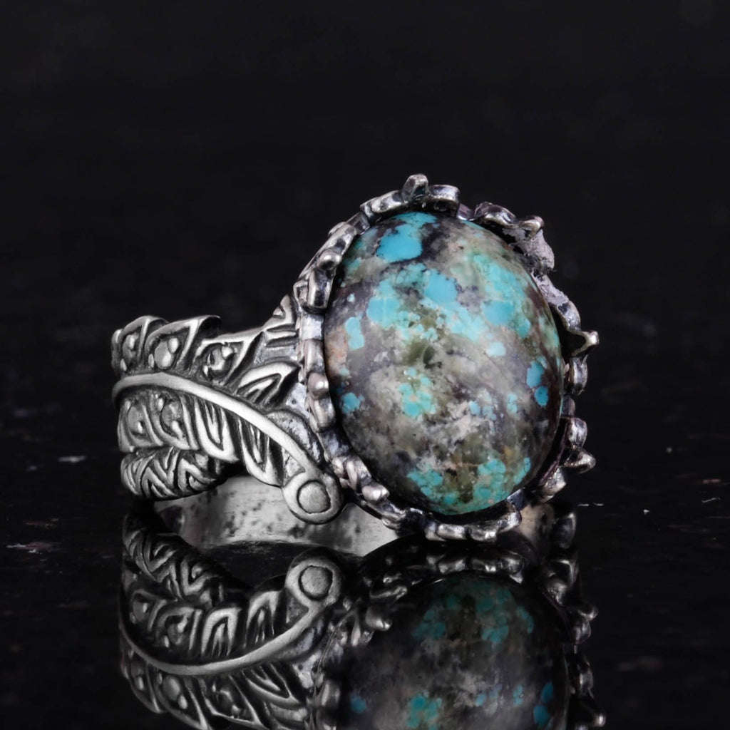 Natural Arizona Turquoise Stone Ring, 925 Sterling Silver Ring, Minimalist Handmade Ring (Model-16) — 5
