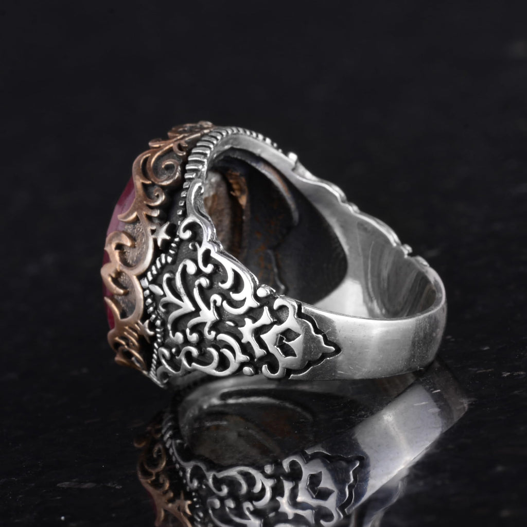Natural Stone Handmade Ring - 925 Sterling Silver Ring (Ruby) — 7