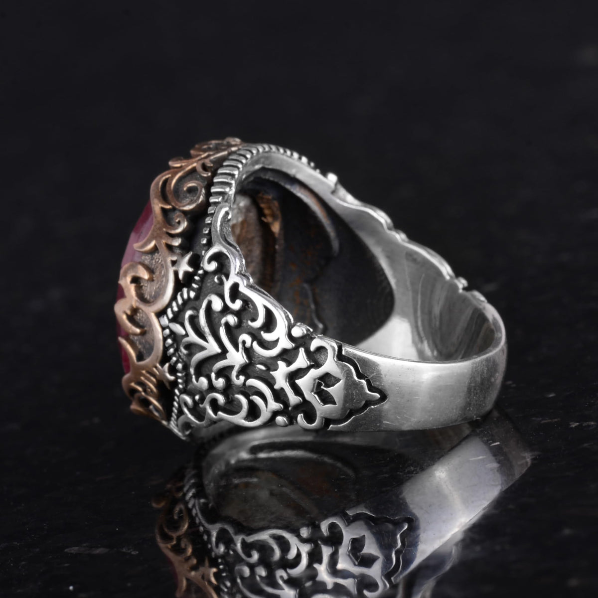 Natural Stone Handmade Ring - 925 Sterling Silver Ring (Ruby) — 7