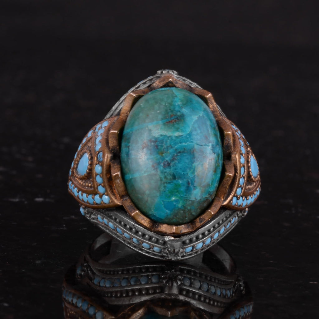 Natural Stone Ring - Handmade 925 Sterling Silver Ring (Azurite) — 4
