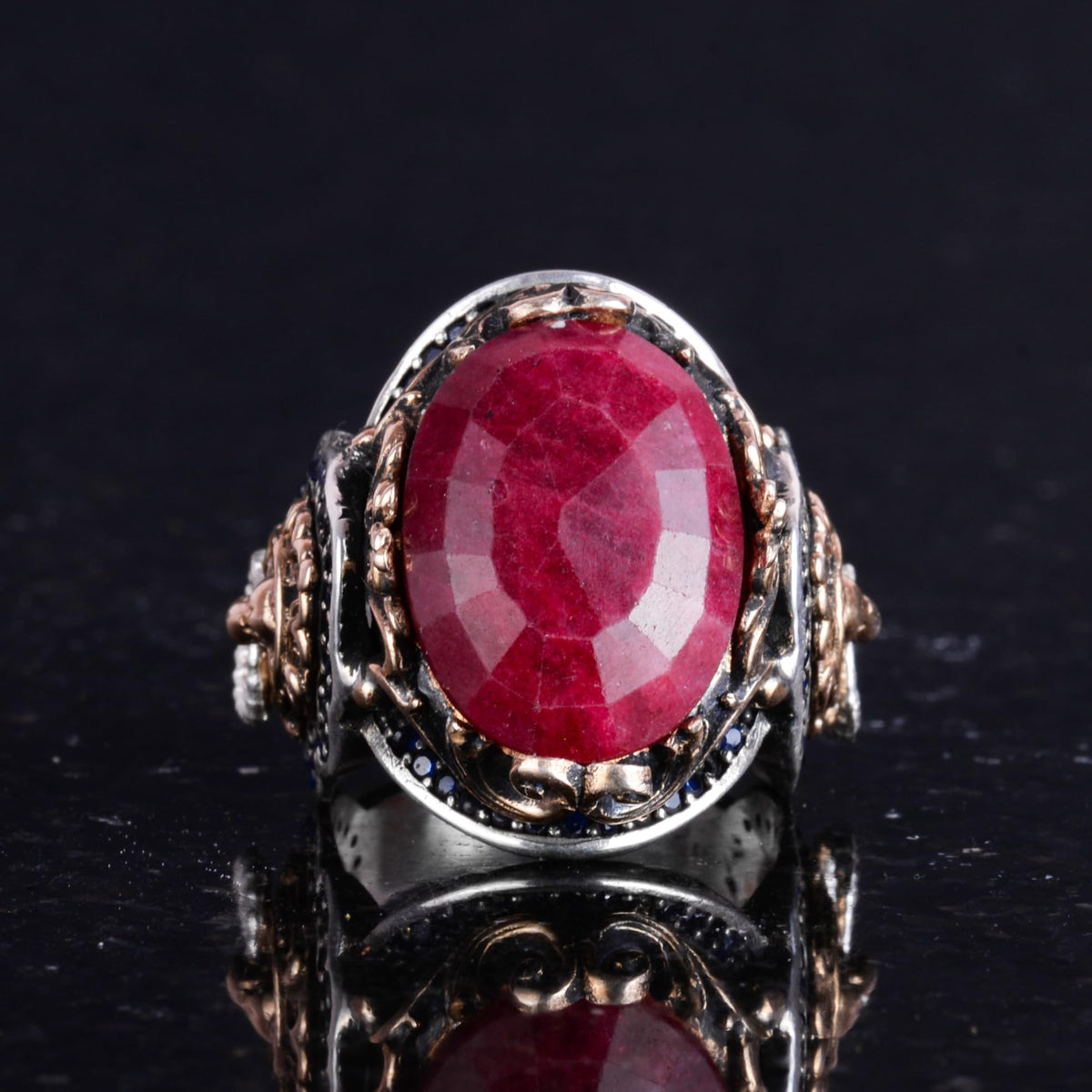 Natural Ruby Stone Ring, Lion Head Ring – 925 Sterling Silver Ring — 4