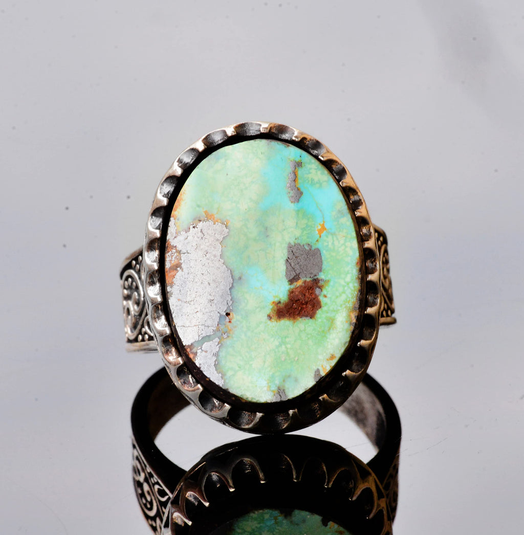 Natural Arizona Turquoise Stone Large Ring — 5