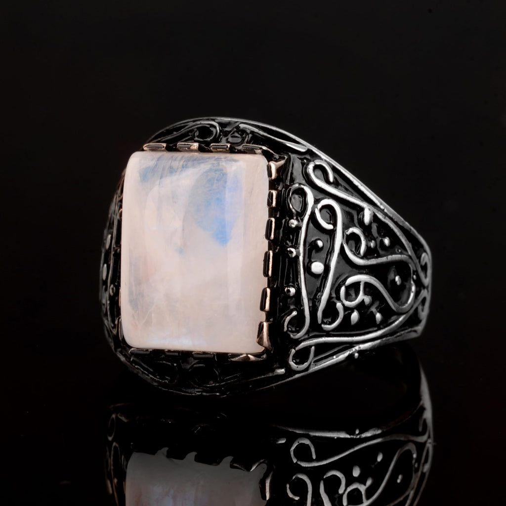 925 Sterling Silver Ring, with Natural Moonstone — 5