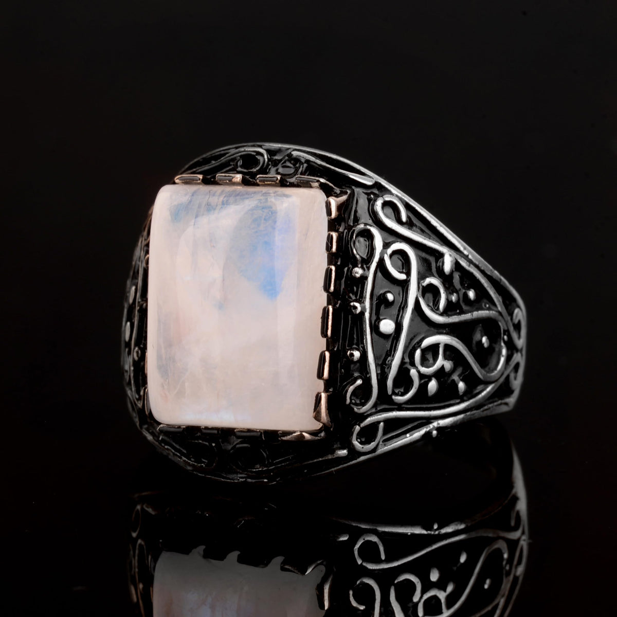 925 Sterling Silver Ring, with Natural Moonstone — 5