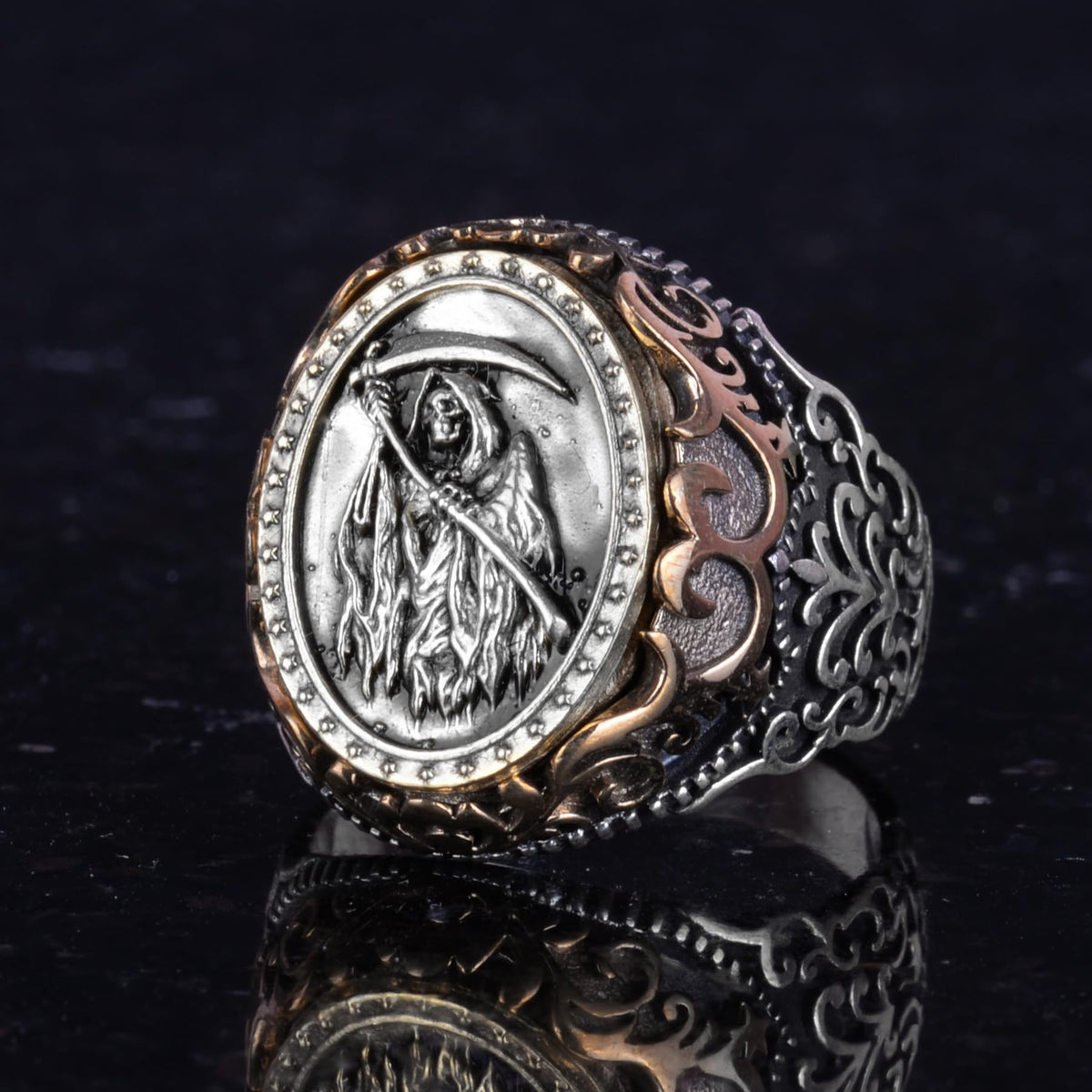 Death Angel Designed Men's Ring - Skull Ring - 925 Sterling Silver Men's Ring — 6