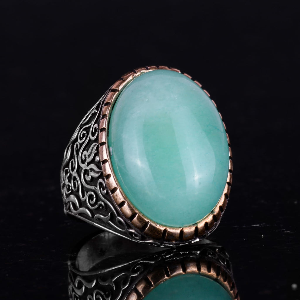 Natural Amazonite Stone Ring - 925 Sterling Silver — 4