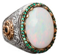 Natural Australian Opal Stone Ring, 7.55 Carats, 925 Sterling Silver Ring