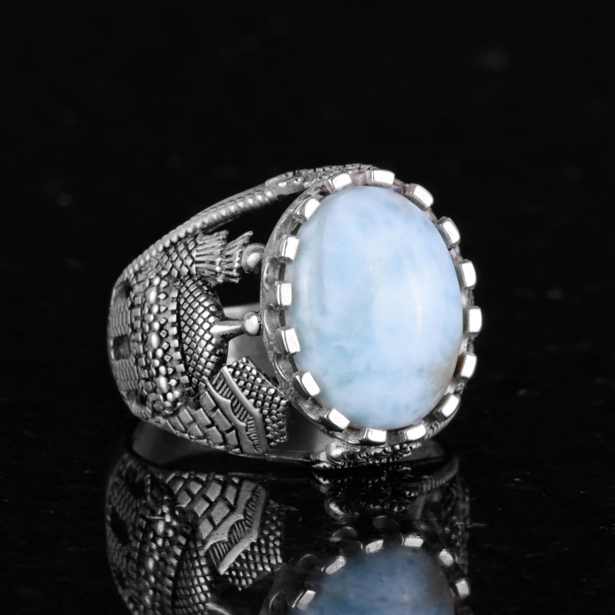 KAMBO Natural Larimar Gemstone Ring — 5