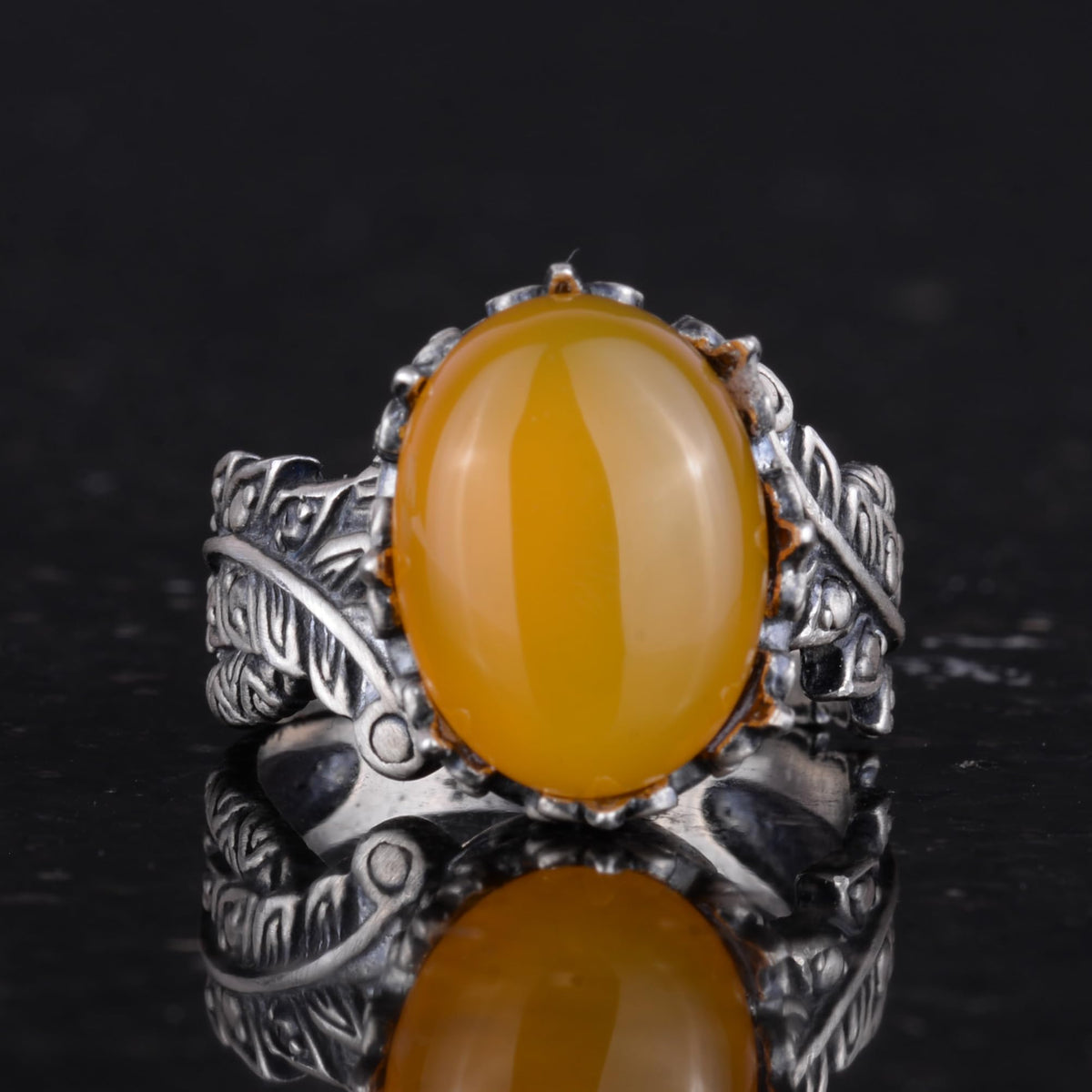 Natural Yellow Agate Stone Women's Ring — 4