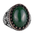 Natural Stone Ring - Handcrafted Eagle Ring - 925 Sterling Silver (Jade)