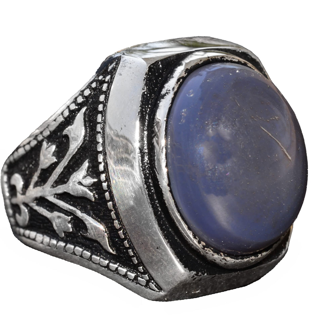 KAMBO Authentic Natural Opal Stone Ring, Unique Ring, 925 Sterling Silver Men's Ring, Men's Silver Ring