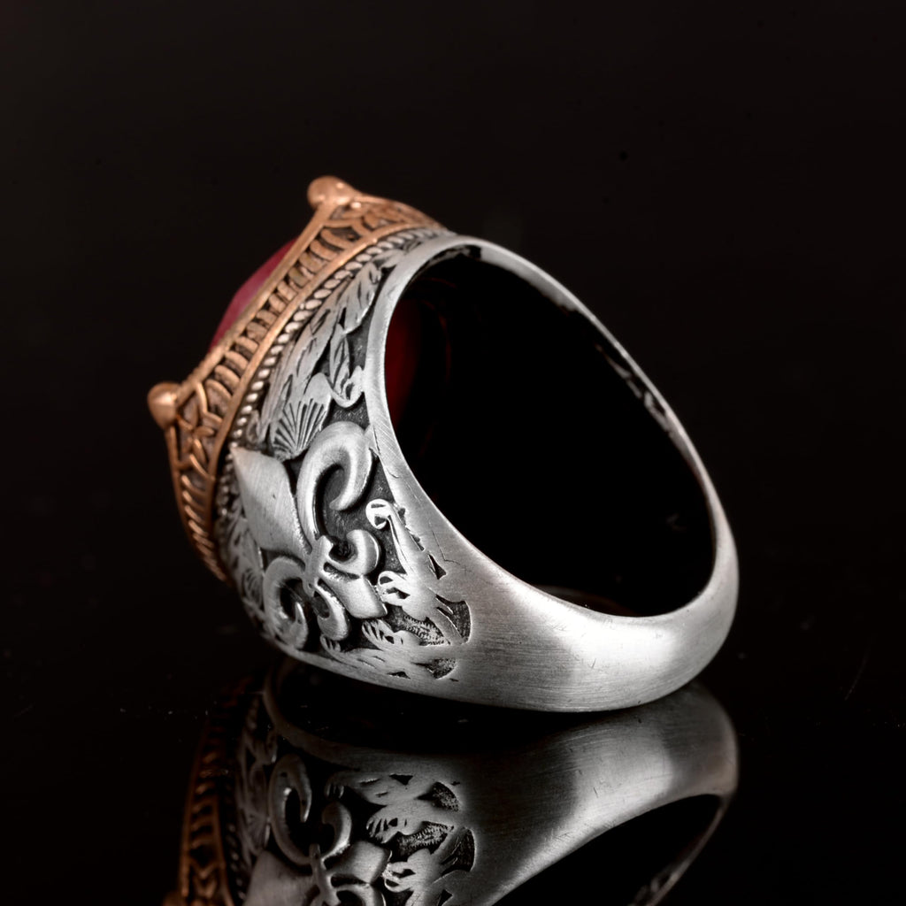 Natural Ruby Stone Men's Ring - 925 Sterling Silver — 6