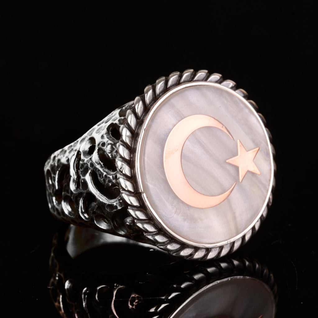 925 Sterling Silver Ring - Signet Ring - Symbolic Ring (Star and Crescent) — 4