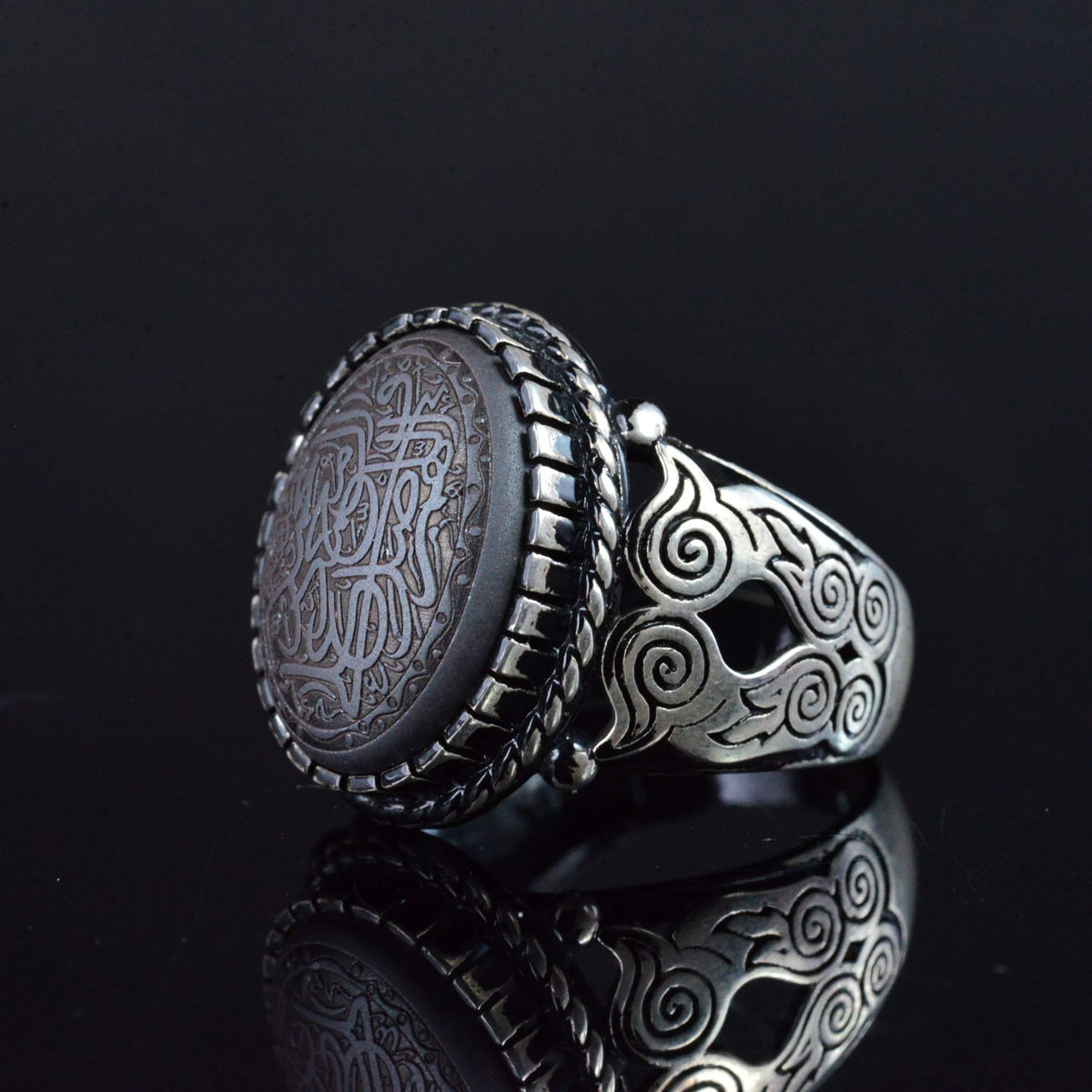 Natural Hematite Stone Ring, Islamic Silver Ring, 925 Sterling Silver Ring — 5