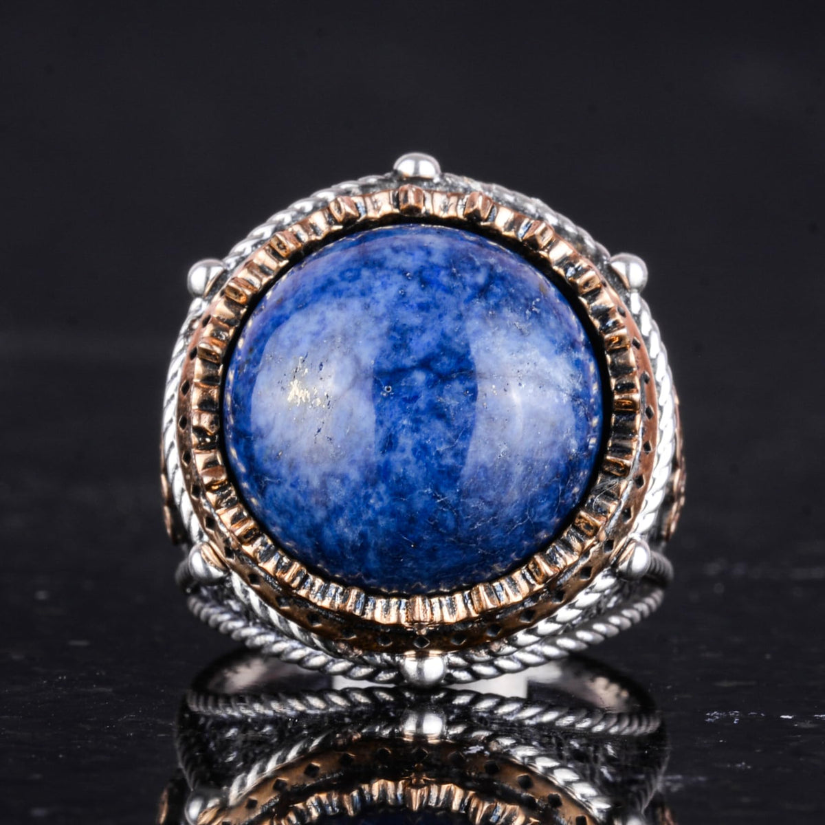 Natural Lapis Lazuli Stone Handmade Ring - 925 Sterling Silver — 4