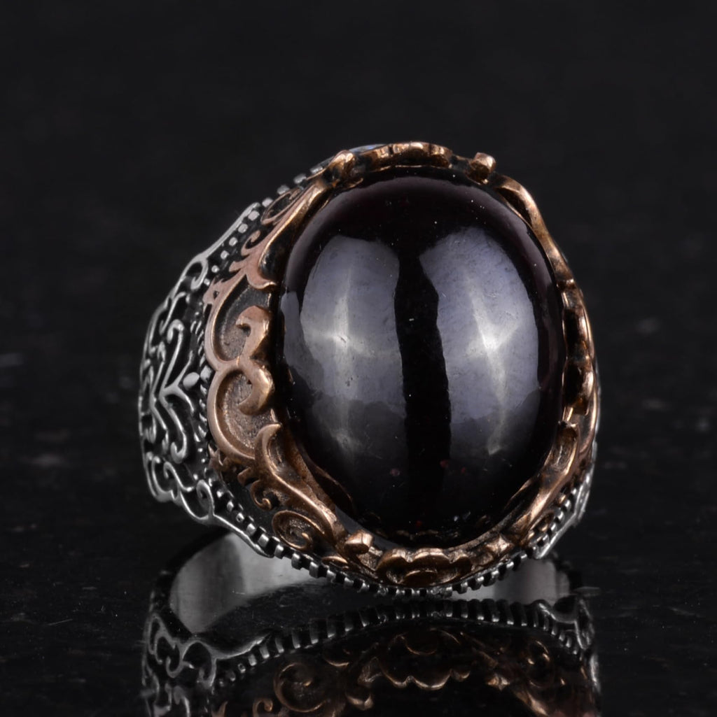 Natural Garnet Stone Handmade Ring - 925 Sterling Silver — 4
