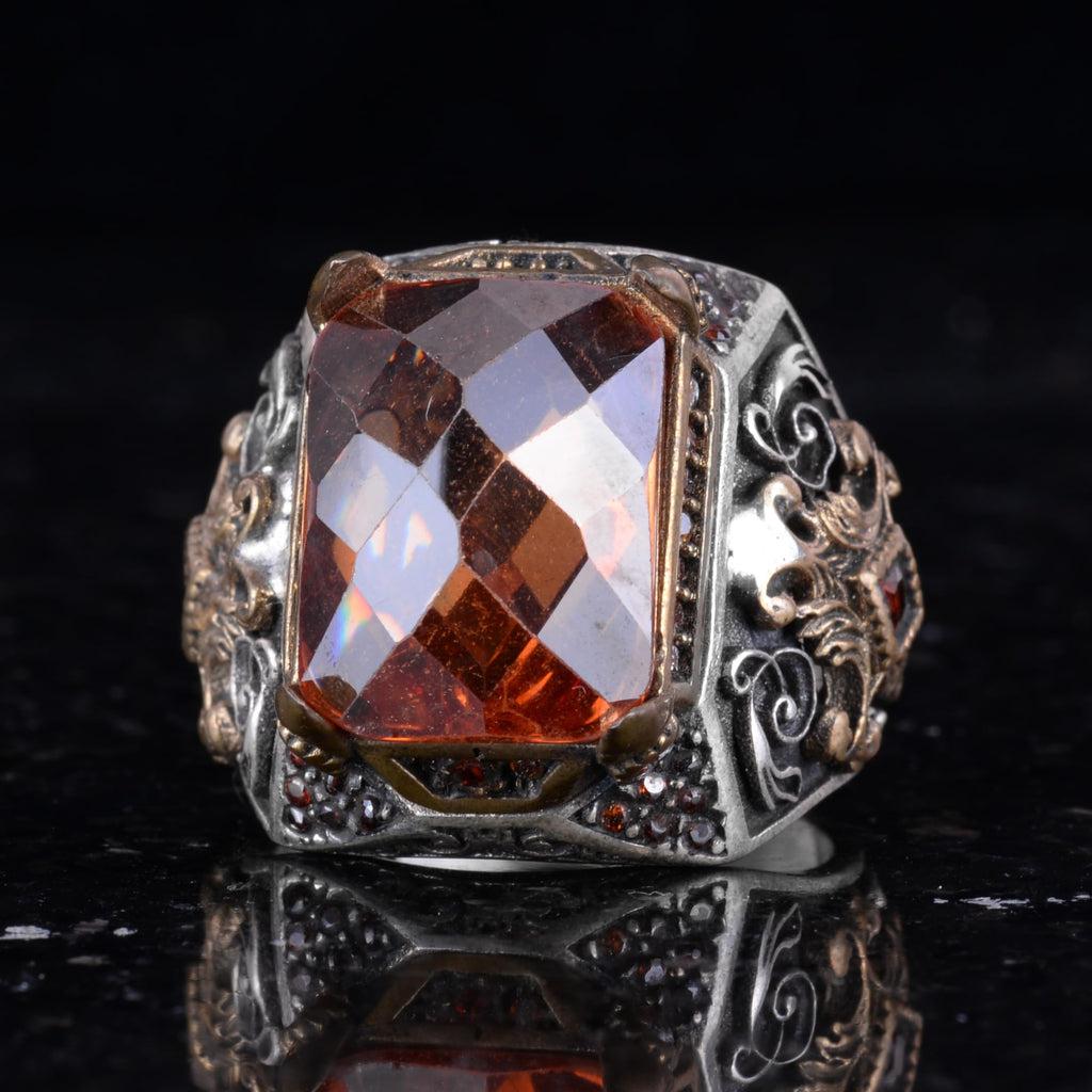 925 Sterling Silver Handmade Stone Ring (Synthetic Sultanit Stone) — 5