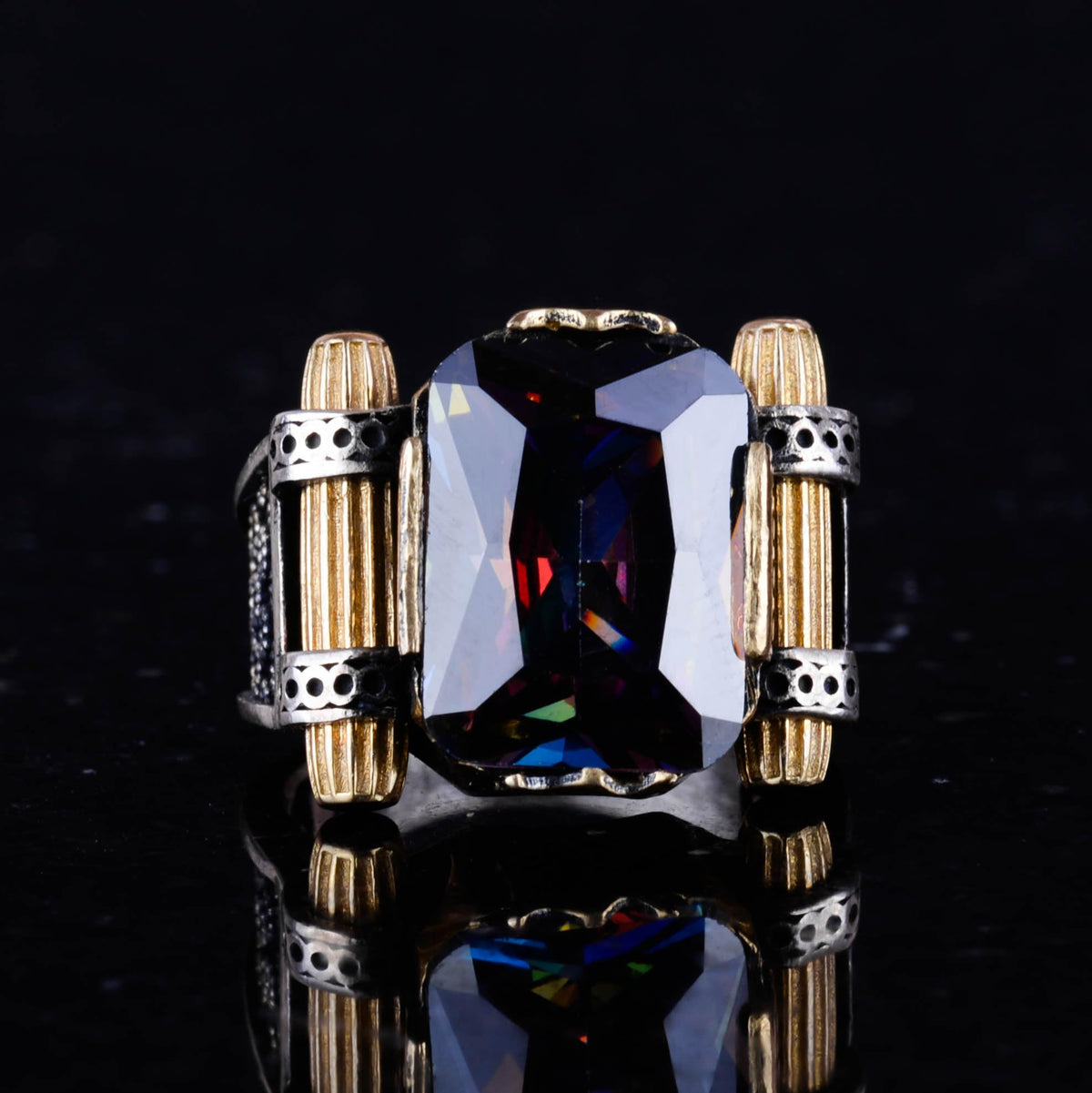 KAMBO Mystic Topaz Stone Ring - 925 Sterling Silver Men's Ring — 4