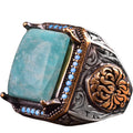 Natural Amazonite Stone Ring, 925 Sterling Silver Ring (Model-2)