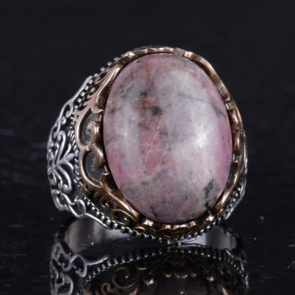 Natural Stone Handmade Ring - 925 Sterling Silver Ring (Rhodonite) — 5