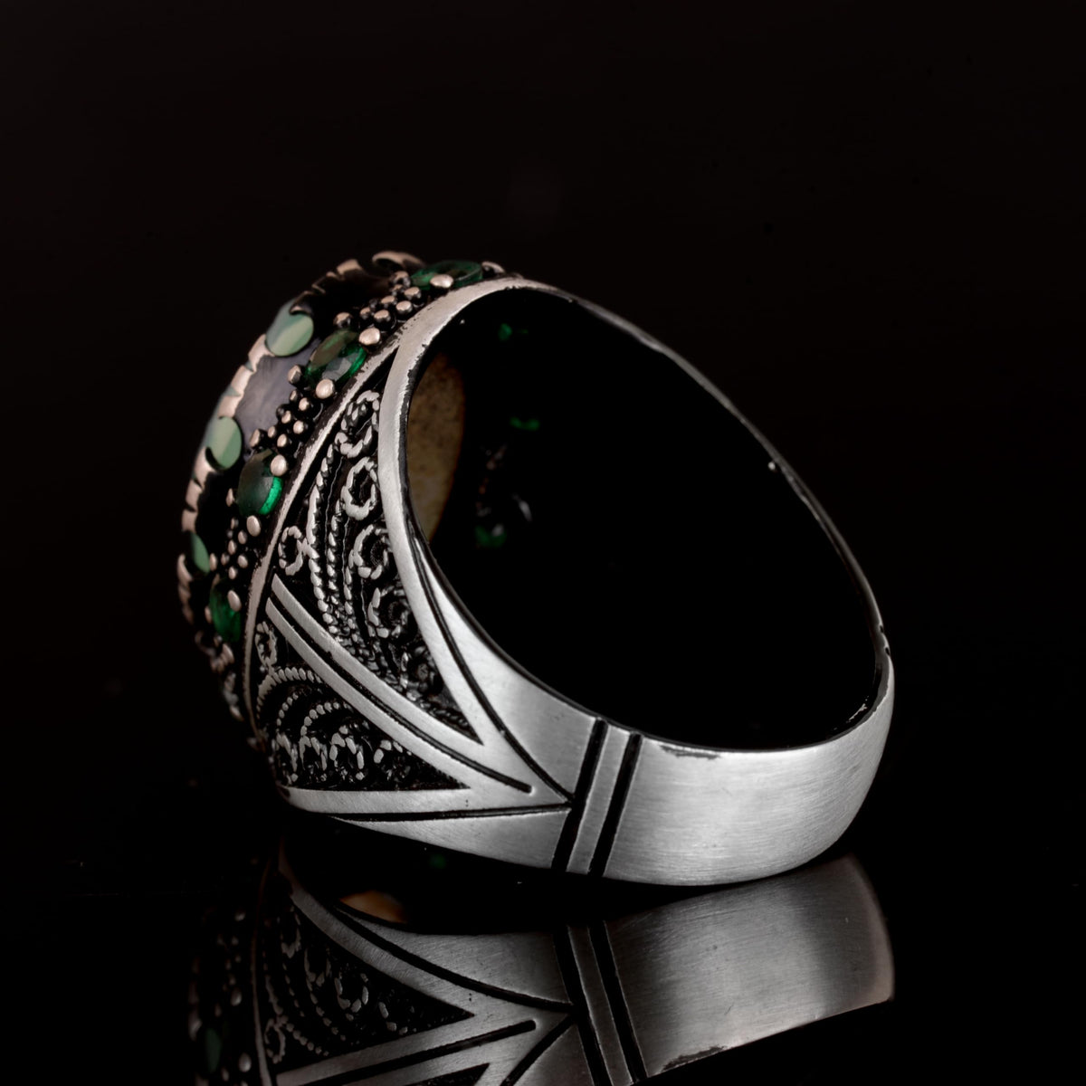 Crystal Druzy Quartz Stone Ring, 925 Sterling Silver Men's Ring (Model-2) — 7