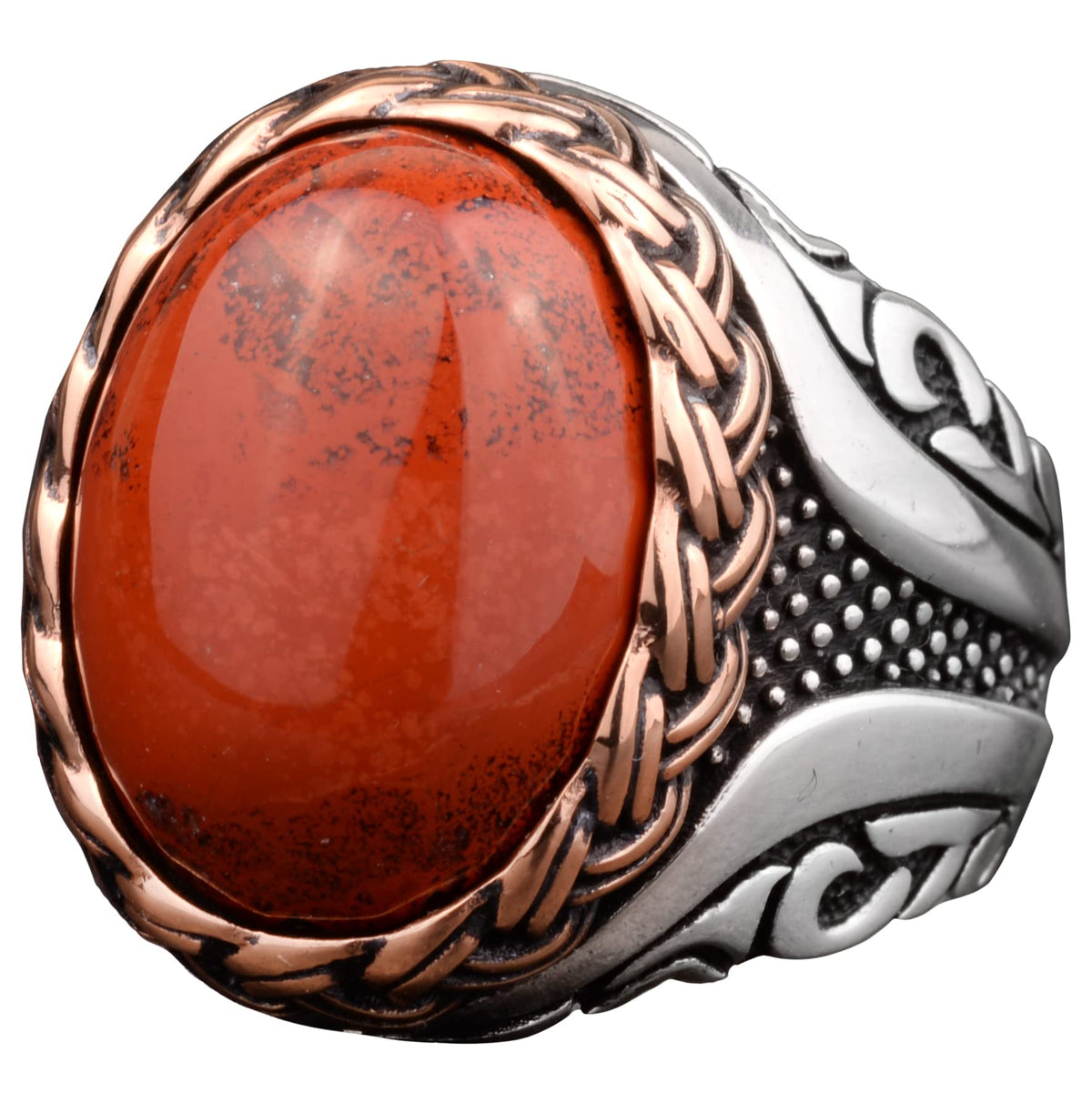Natural Bloodstone Stone Handmade Silver Men's Ring