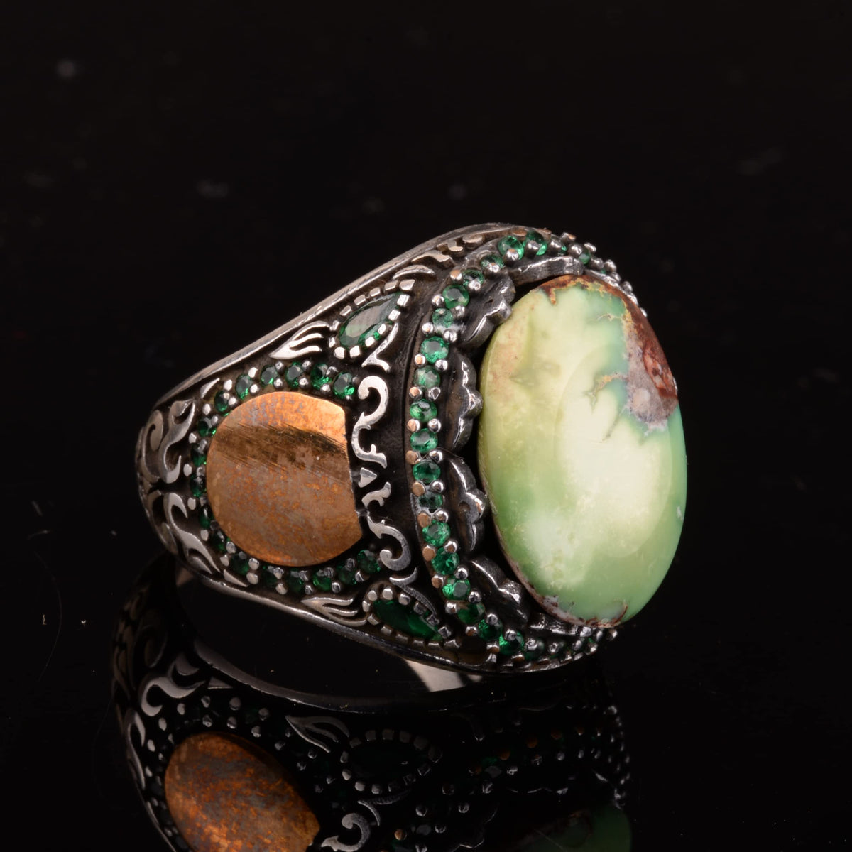 Natural Arizona Turquoise Stone Ring - Minimalist Design, 925 Sterling Silver — 4