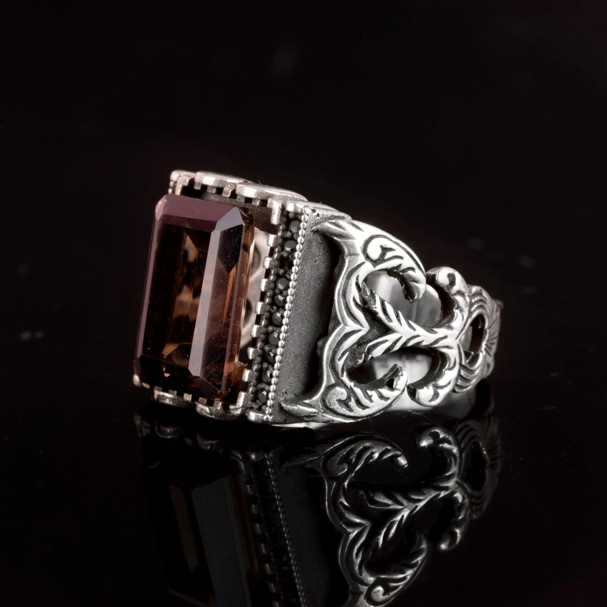 Natural Smoky Quartz Stone Ring (Model-2) — 4
