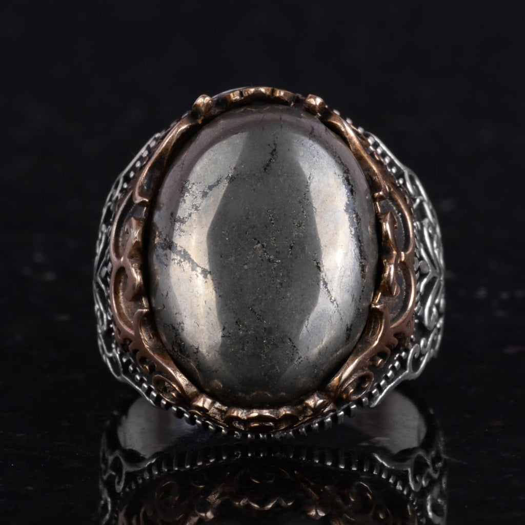Natural Stone Handmade Ring - 925 Sterling Silver Ring (Pyrite) — 4