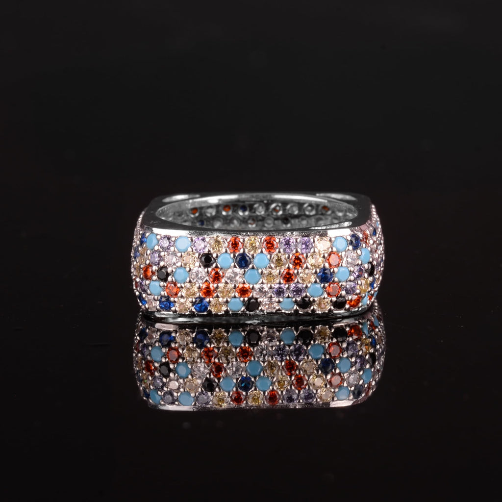 KAMBO 925 Sterling Silver Women's Wide Infinity Band – Rose Gold Plated Multicolored Zircon Ring – Bold Anniversary Jewelry — 4