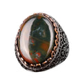Natural Bloodstone Ring, 925 Sterling Silver Men's Ring