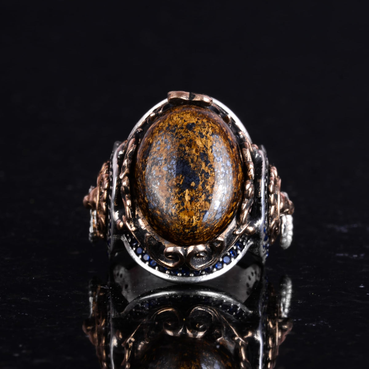 Lion Ring - Natural Bronzite Gemstone Ring — 4