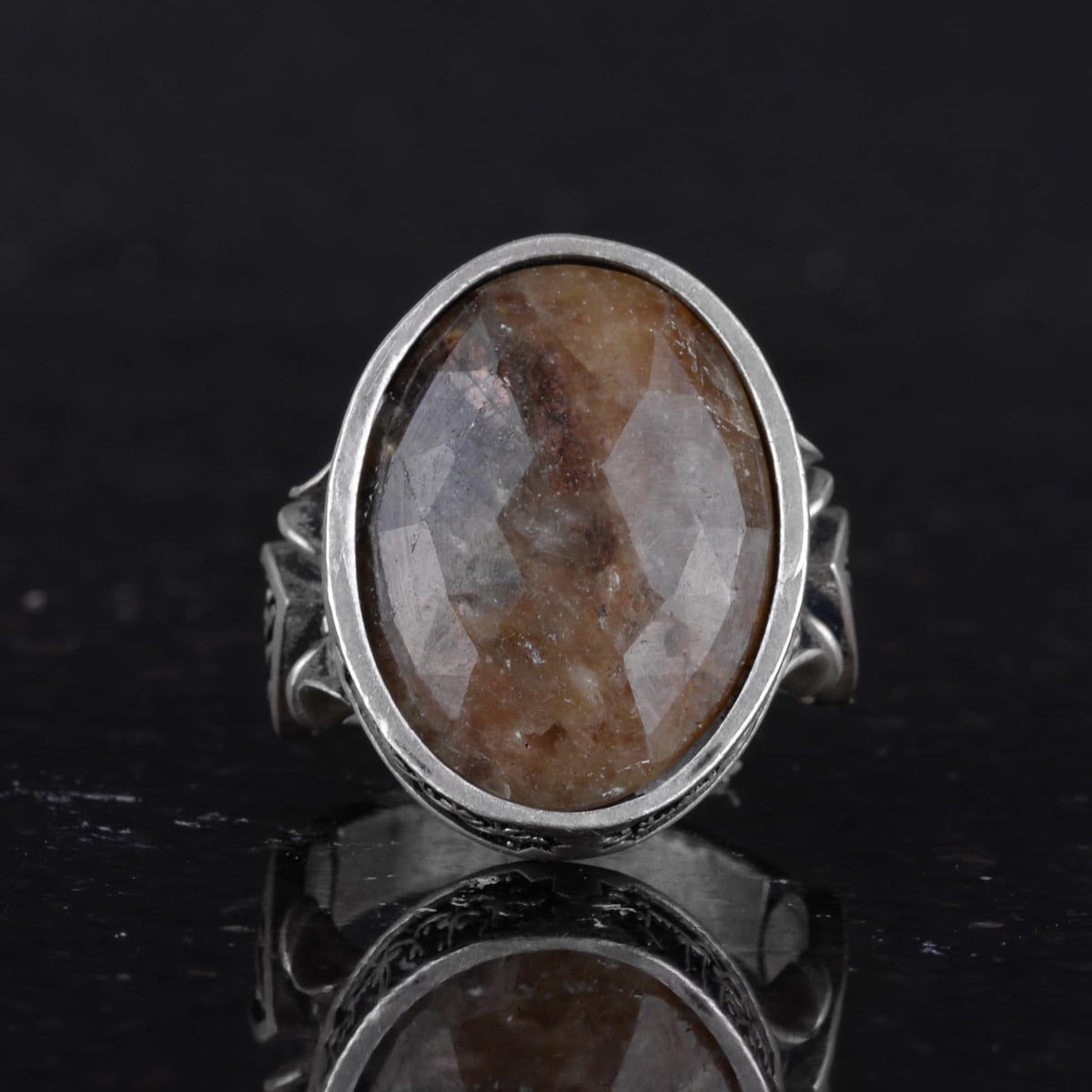 Kambo Real Natural Gemstone Ring - Handmade 925 Sterling Silver, Arabic Inscription - Symbol of Wisdom and Protection — 4