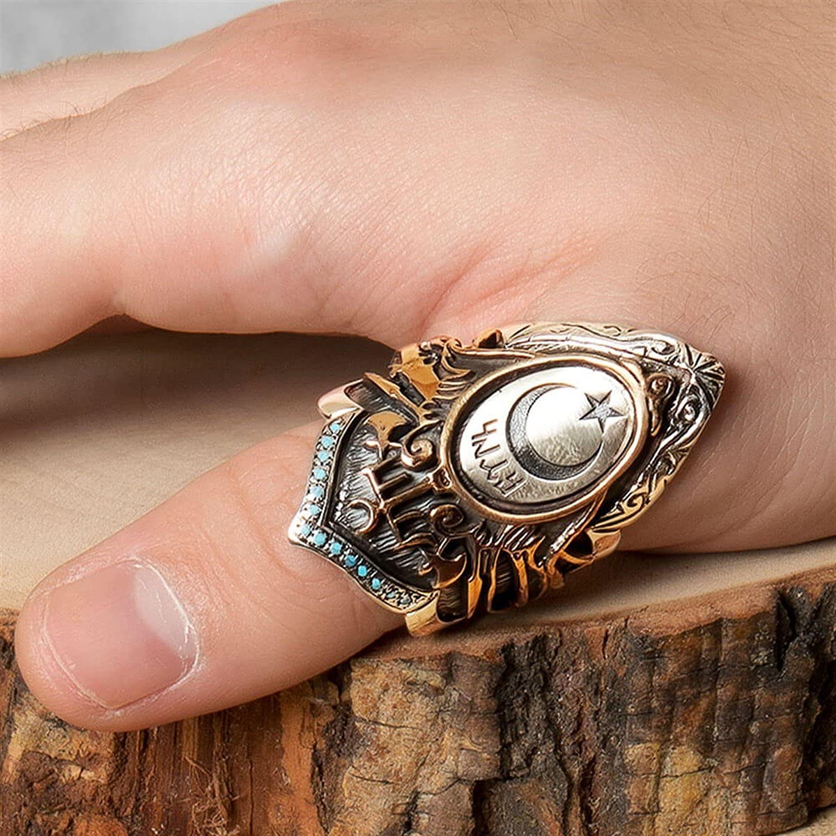 Archer Ring, Thumb Ring, Silver Men's Byzantine Ring — 4