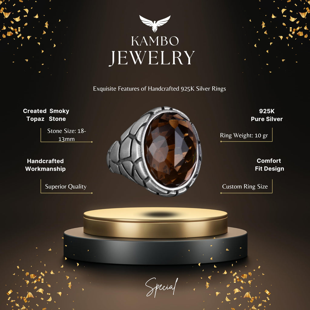 Luxury 925 Sterling Silver Ring - Smoky Quartz — 5