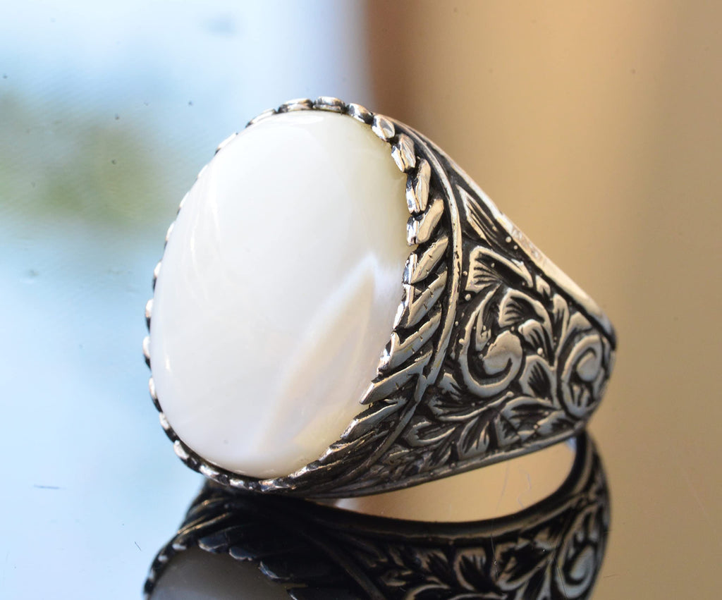 925 Sterling Silver Ring - Ring with Natural Pearl Stone — 3